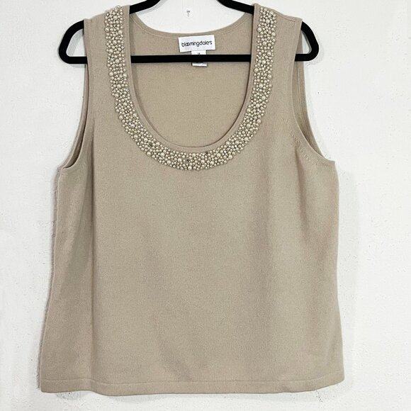 Bloomingdales Beige 100% Cashmere Sleeveless‎ Sweater Vest Size 3X - Picture 1 of 8